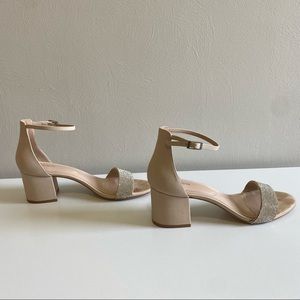 Aldo nude/ rhinestone block heel